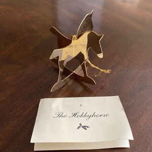 Vintage 1978 Danbury Mint Gold Plated Ornament The Hobbyhorse with card